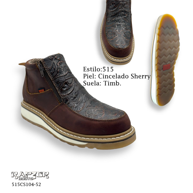 Botin piel cincelado sherry