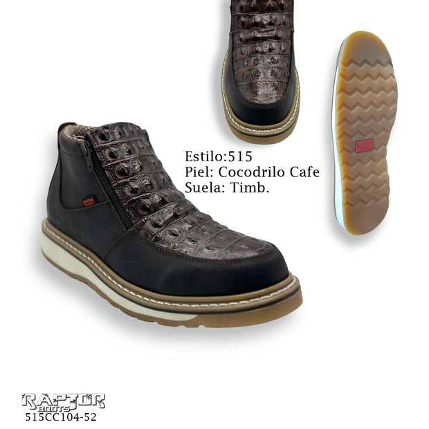 Botin piel cocodrilo cafe